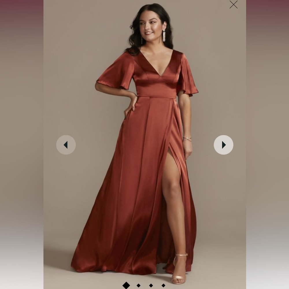 Cinnamon David’s Bridal (Galina Signature) satin dress